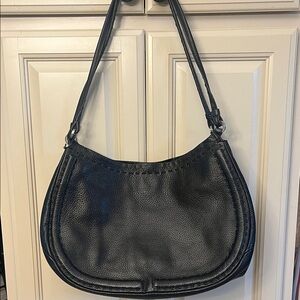 Adrienne Vittadini Black Pebbled Leather Shoulder Bag